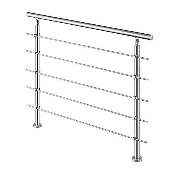 Garde-corps 120cm avec main courante, en acier inoxydable 201, pour intérieur et extérieur, garde-corps avec 5 traverses