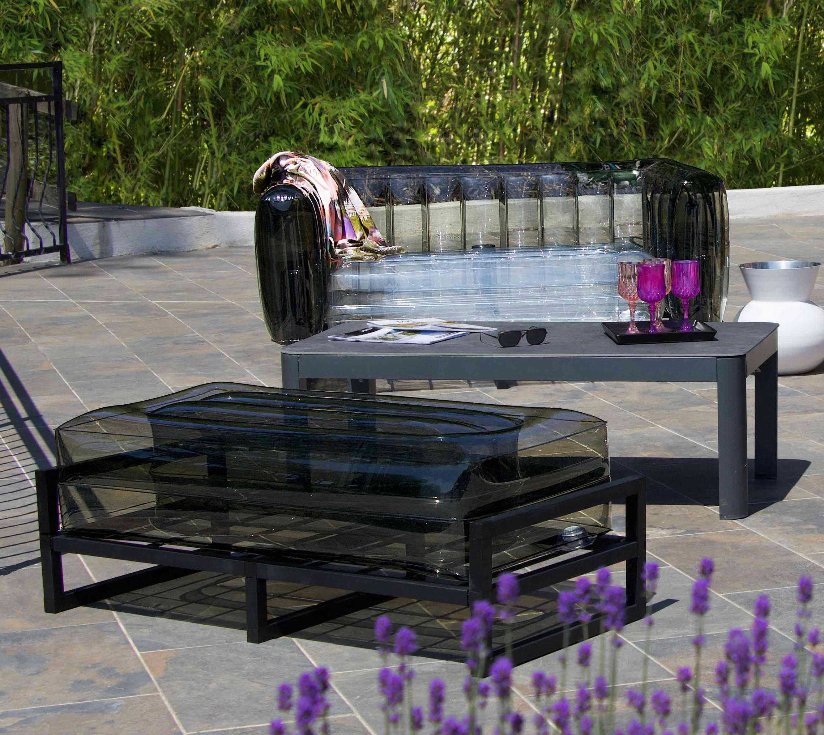 YOMI - Banc design tpu noir cadre en aluminium