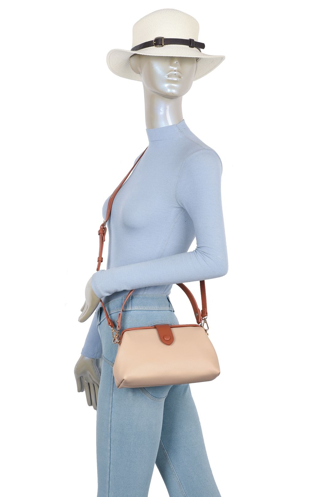 Fontanella Fashion Elira PU Leather Top Handle Crossbody Vanity Hobo Bag
