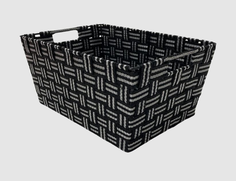 Aufbewahrungskorb Stripes L Schwarz