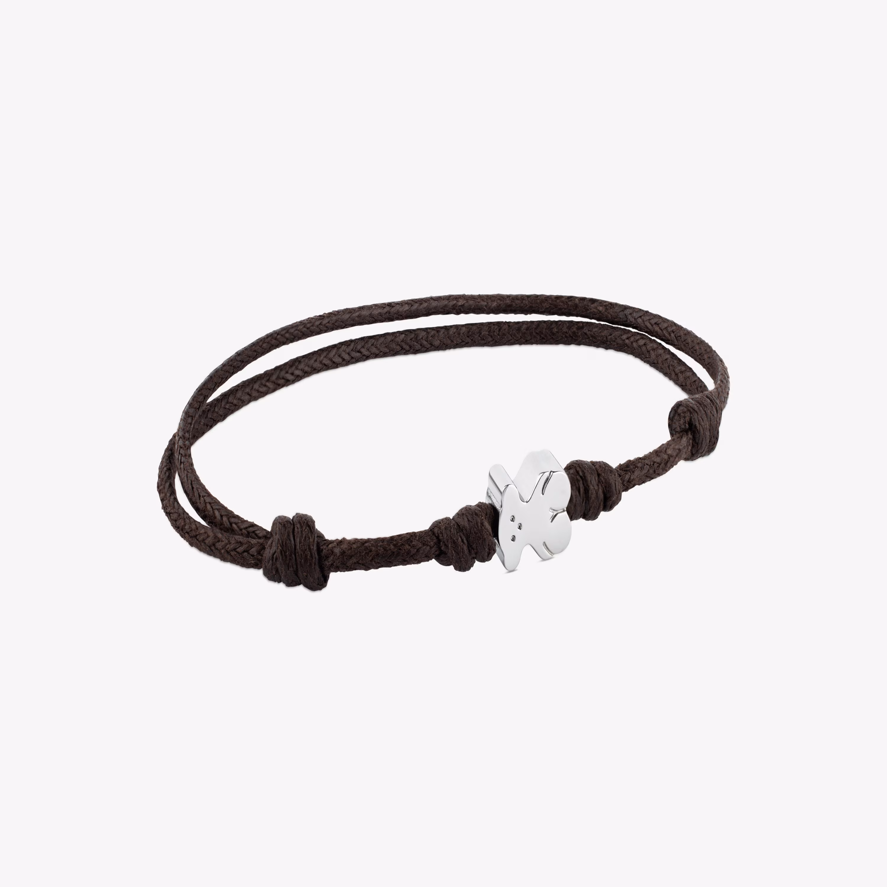 Pulsera de acero y cordón en color marrón Super Micro