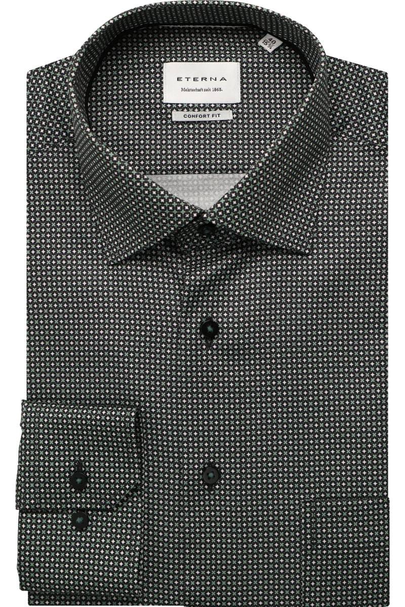 ETERNA Dynamic Cotton Comfort Fit Hemd grün, Bedruckt