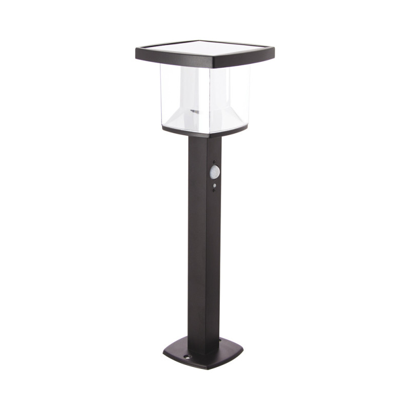 Borne LED solaire avec détecteur de mouvement noire 600 lm XANLITE