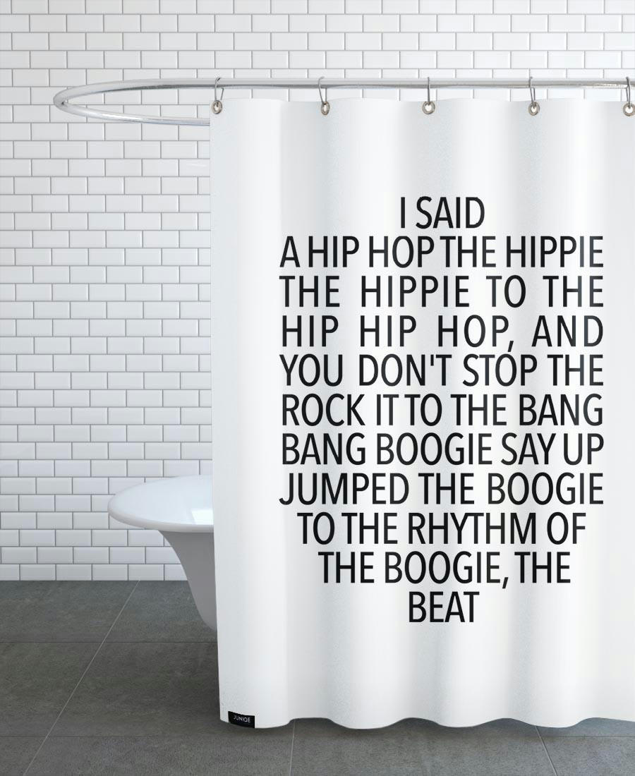 DELIGHT - Rideau de douche en polyester en blanc & noir 150x200