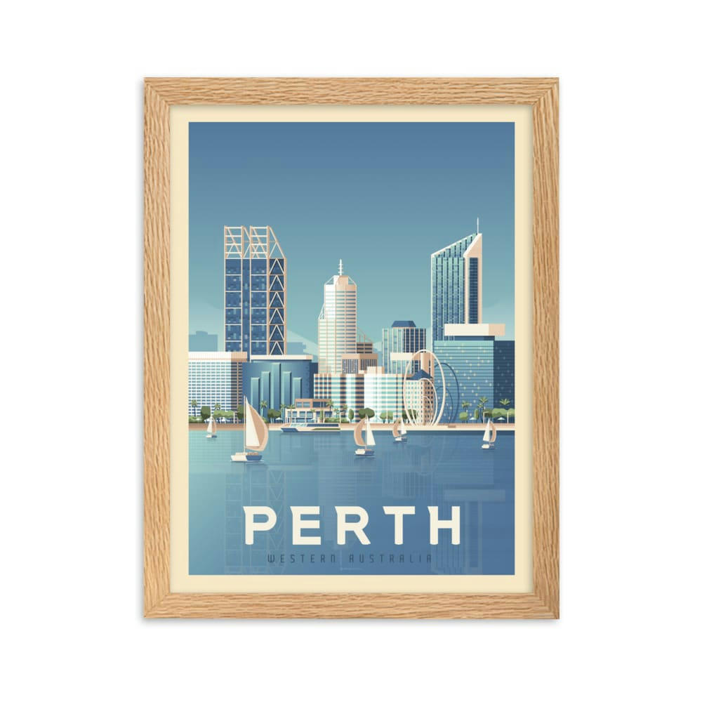 - Affiche Perth Autsralie avec Cadre (Bois) 21x29,7 cm