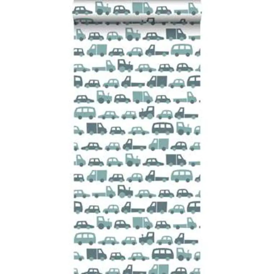 ESTAhome behang - auto's - vergrijsd blauw - 0.53 x 10.05 m