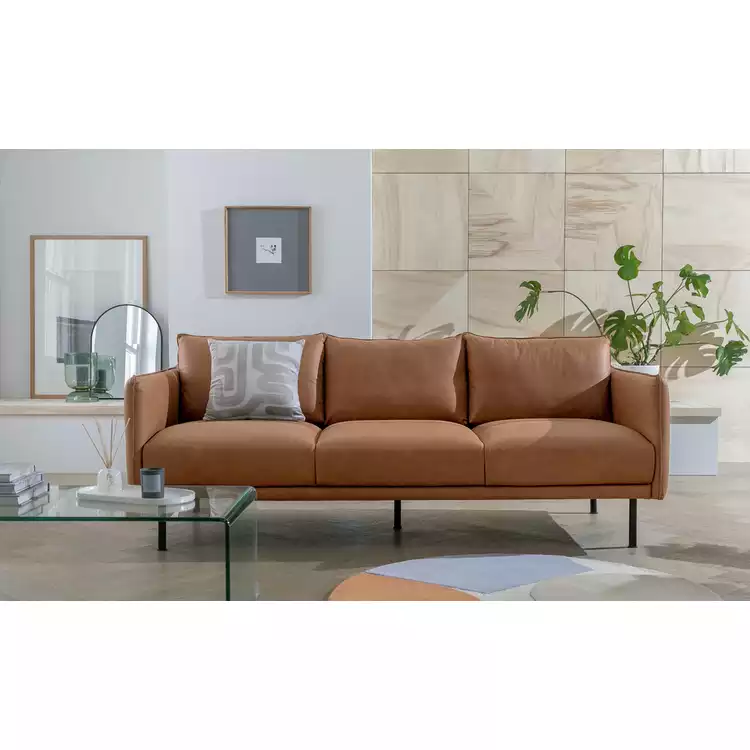 Habitat Moore Leather 4 Seater Sofa - Tan