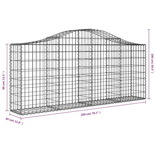 NNEVL Arched Gabion Baskets 7 pcs 200x30x80/100 cm Galvanised Iron