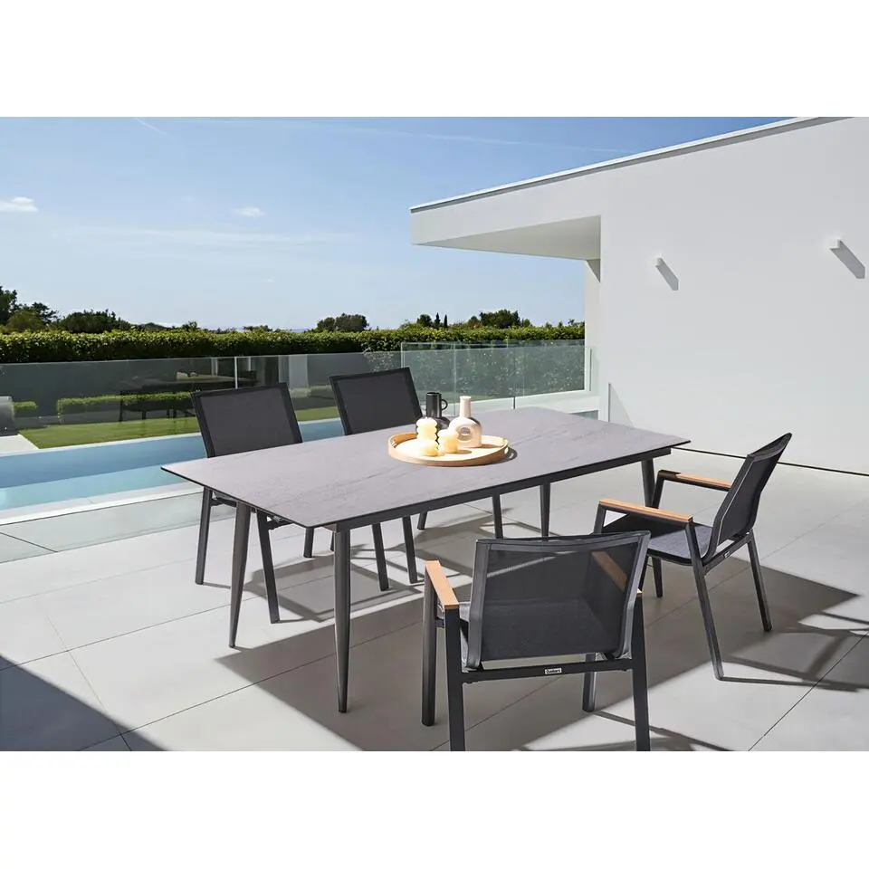 SOVARETO - Tuintafel - Donkergrijs - HPL/Aluminium