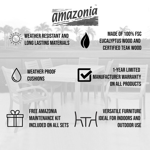 Amazonia Karoni Patio Black Chairs with Teak Finish - Set of 4