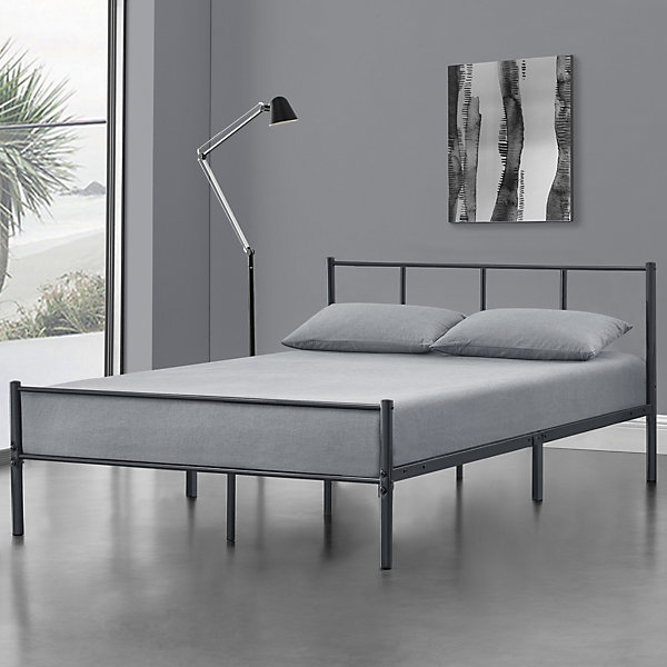 Cadre de Lit Simple Laos Métal 120 x 200 cm Gris Foncé Mat en.casa