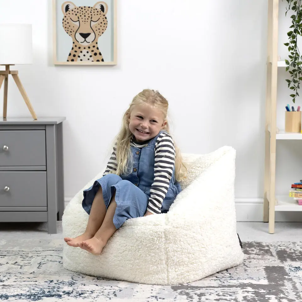 icon Kindersitzakken Teddybeer - Fleece Zitzak - Cr&egrave;me