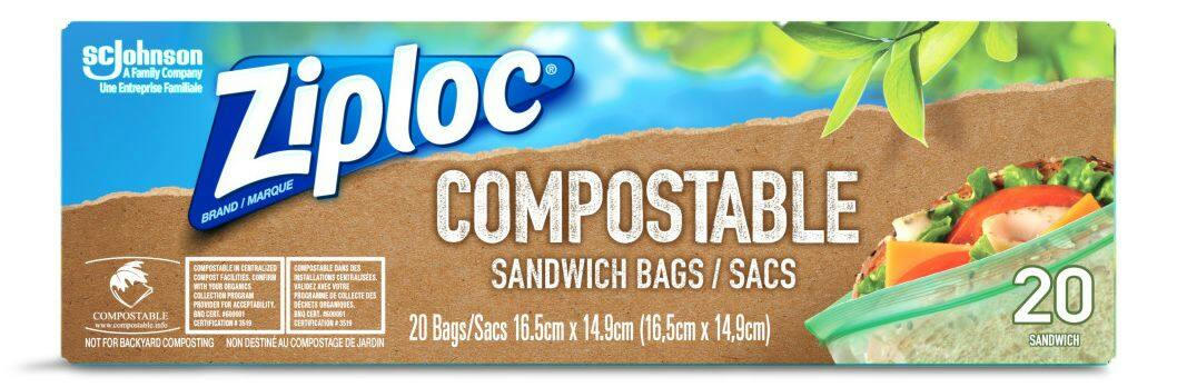 Ziploc Compostable Sandwich Bags, 810-mL, 20-pk