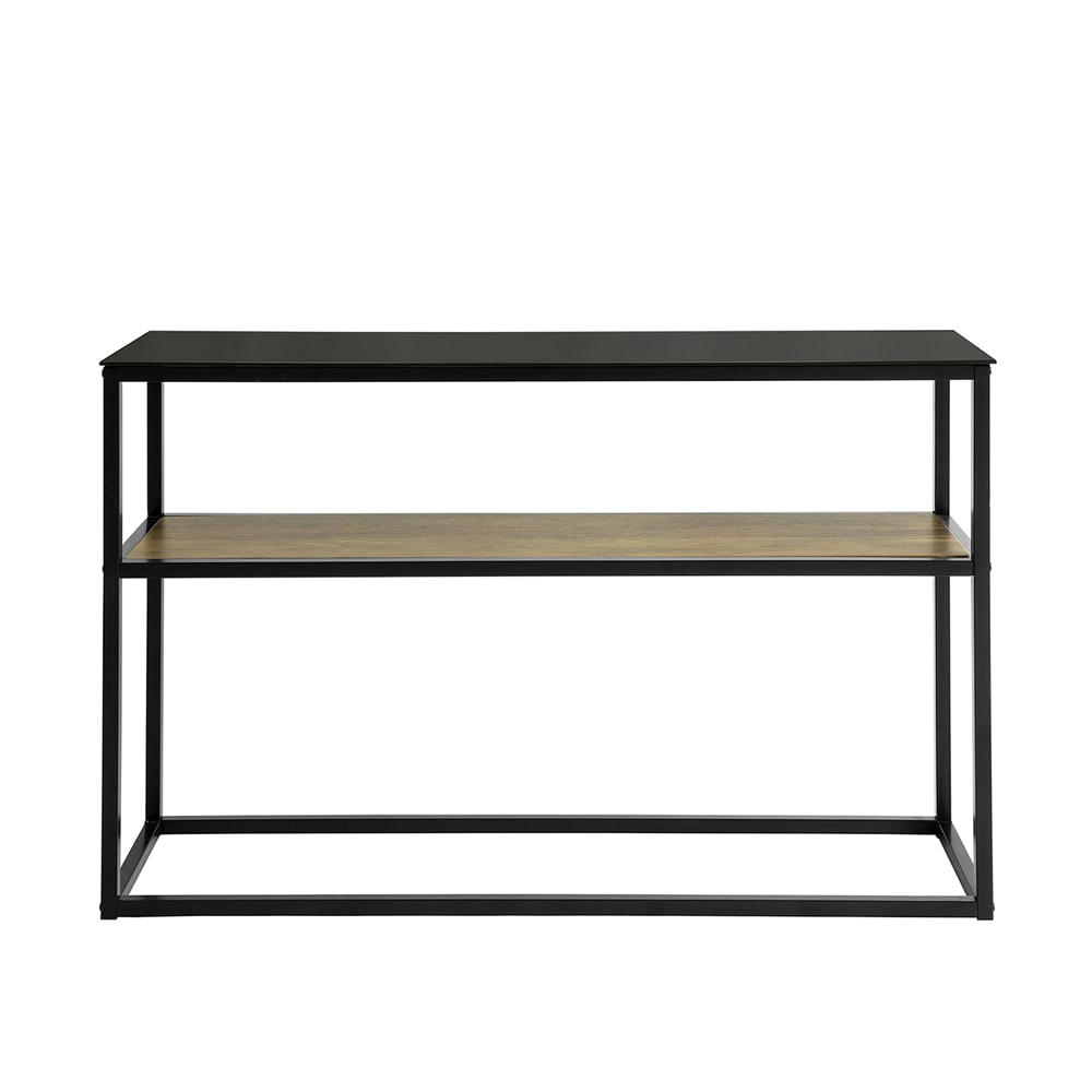- Table console cadre en métal noir avec 2 étagères