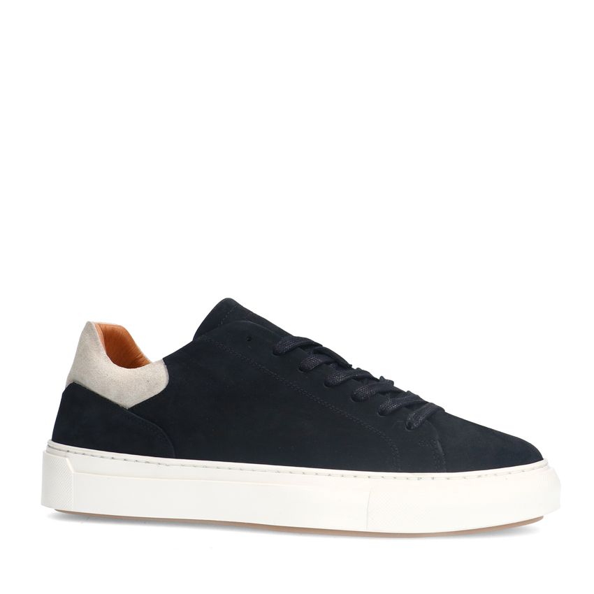 Manfield Zwarte nubuck sneakers met grijze details