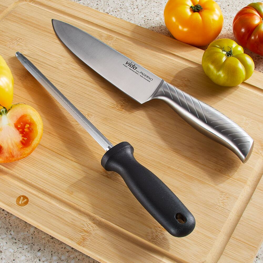 Vida by PADERNO Stainless Steel Knife Sharpening Steel, 8-in