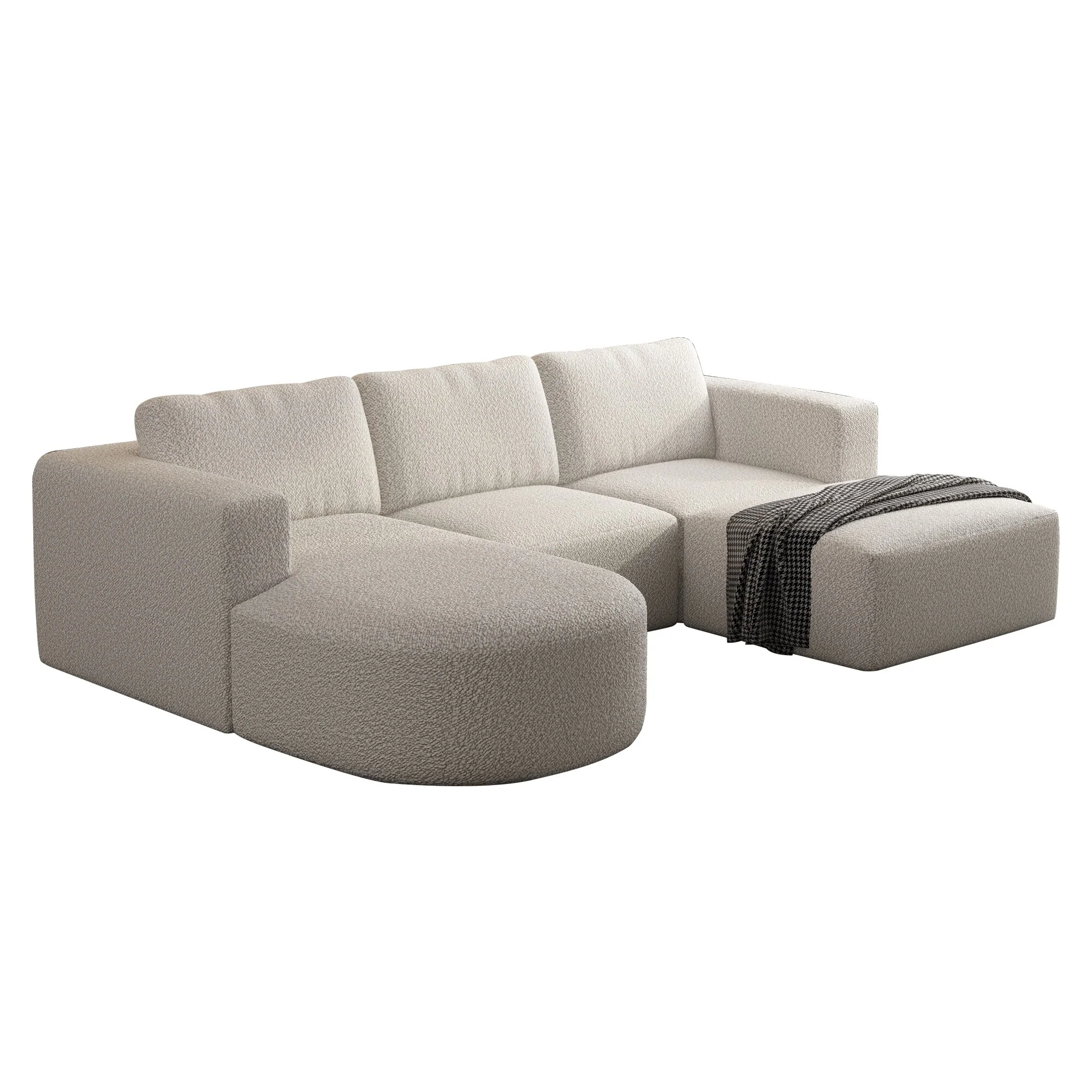 Modern Modular Sectional Sofa with Memory Foam Support and Chaise and Ottoman for Living Room or Guest Room