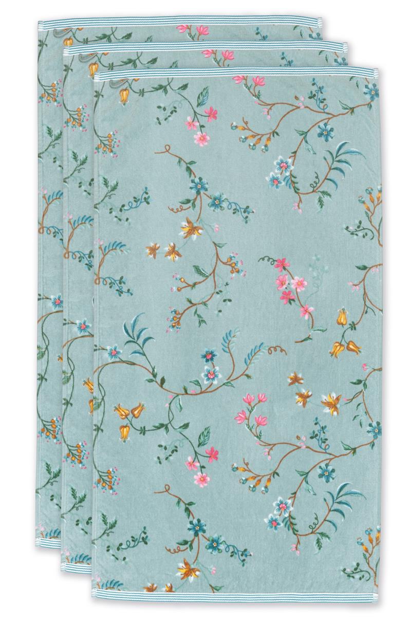 Pip Studio handdoek Les Fleurs - 55x100 cm - blauw