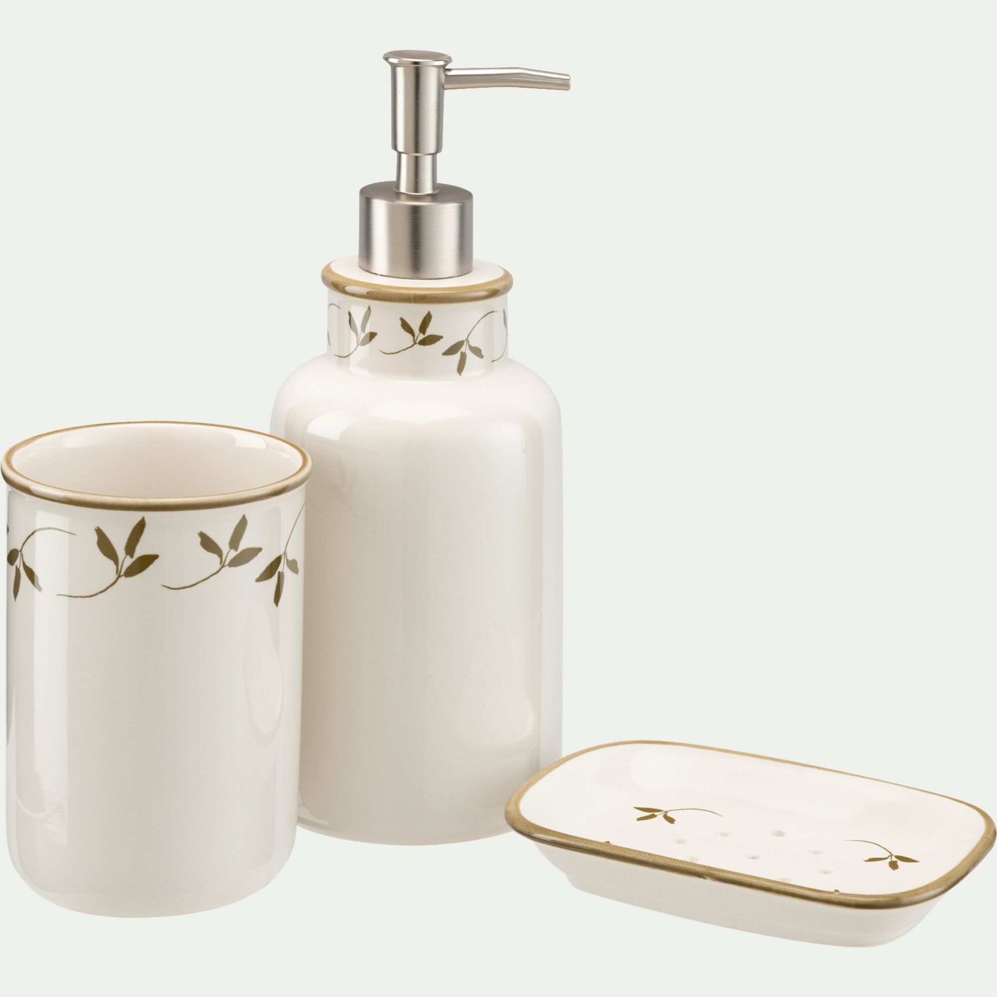MELINA - Distributeur à savon liquide en grès - blanc