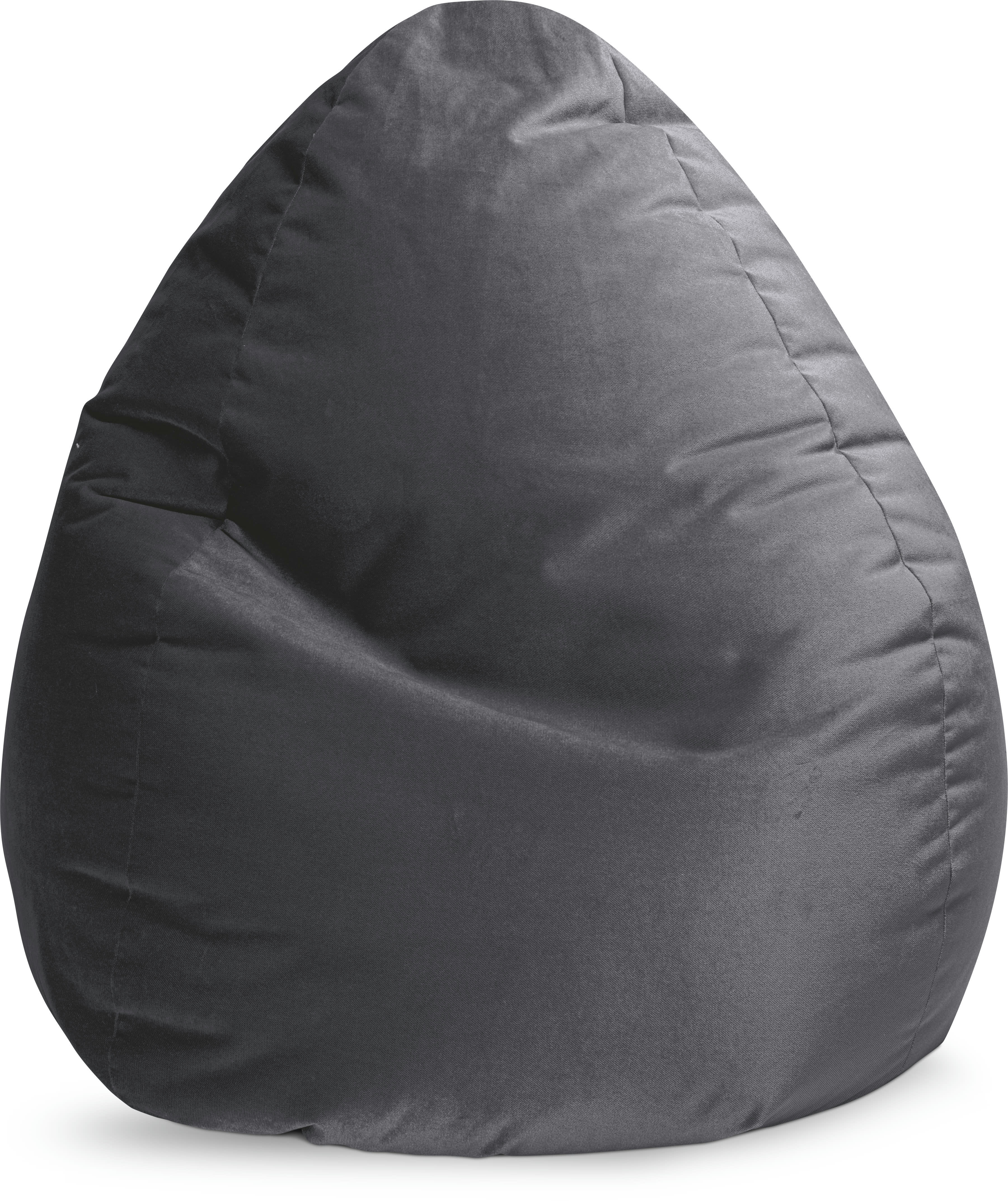 MARLA - Pouf poire XXL d'intérieur aspect velours anthracite 80x130cm