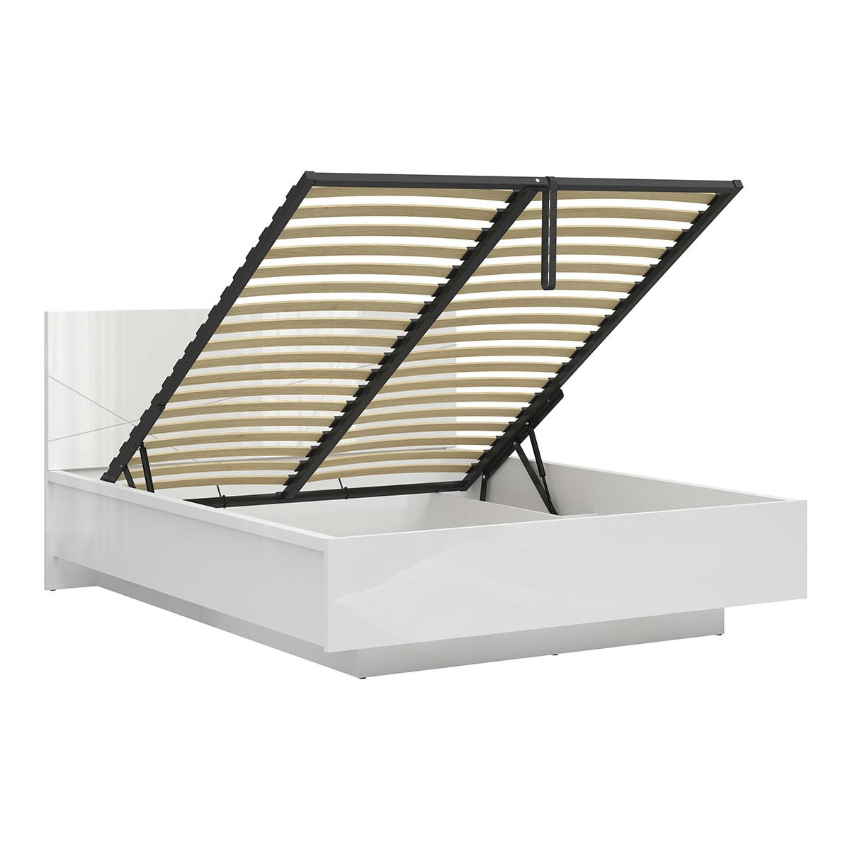 - Lit coffre 160x200 sommier inclus blanc