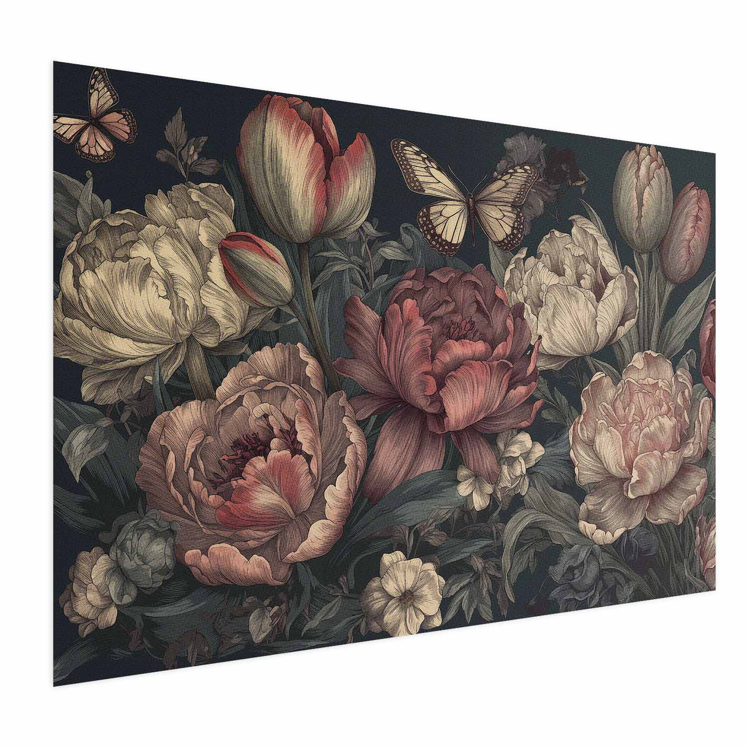Plakat Kwiaty na turkusowym tle 30x21 cm