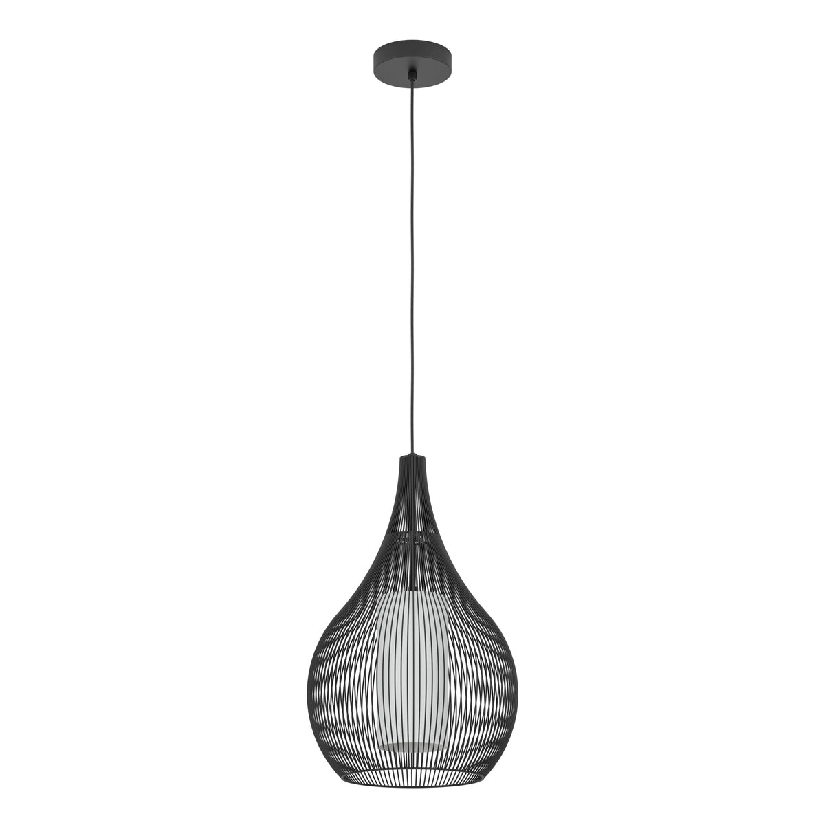 EGLO hanglamp Razoni 1 - e27 - ø 42,5 cm - zwart/wit - glas