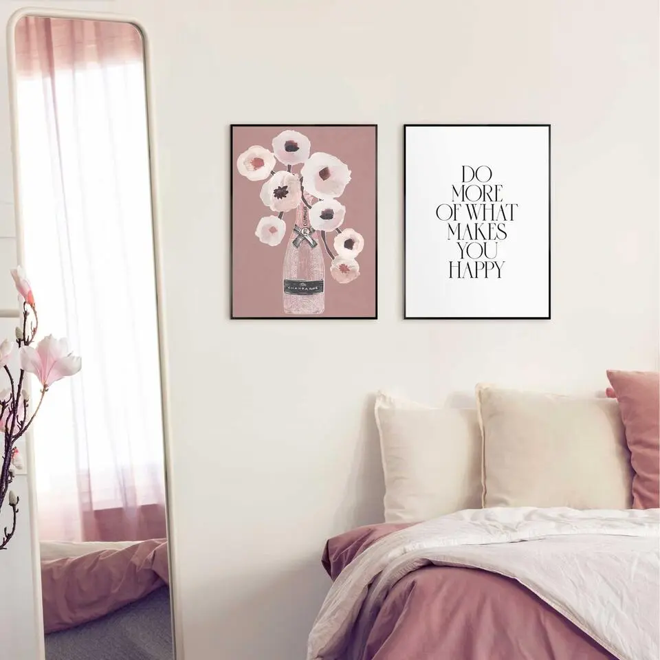 Set poster met lijst - Happiness Flowers