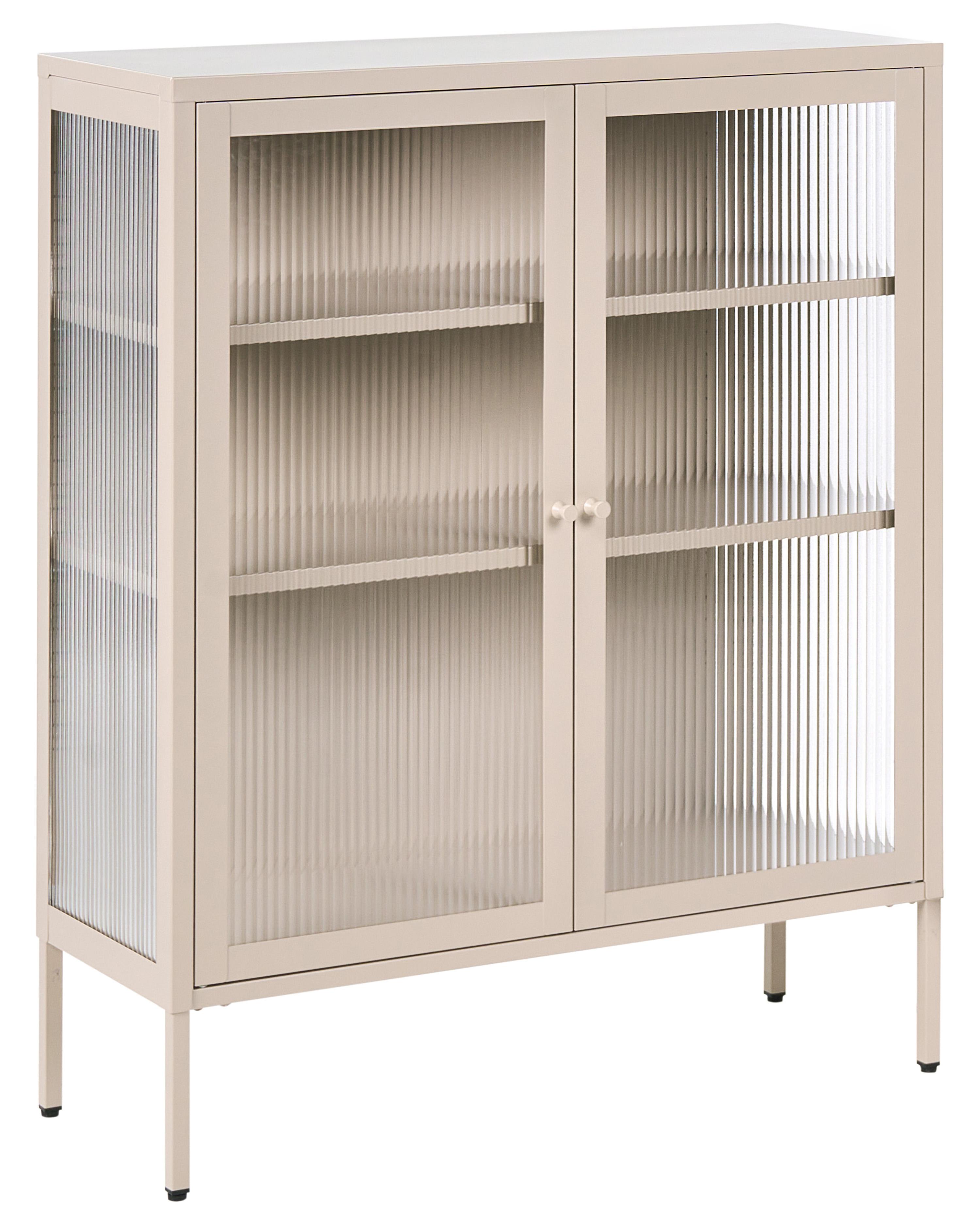 Glass Display Sideboard LERRYN Metal 90 cm Beige