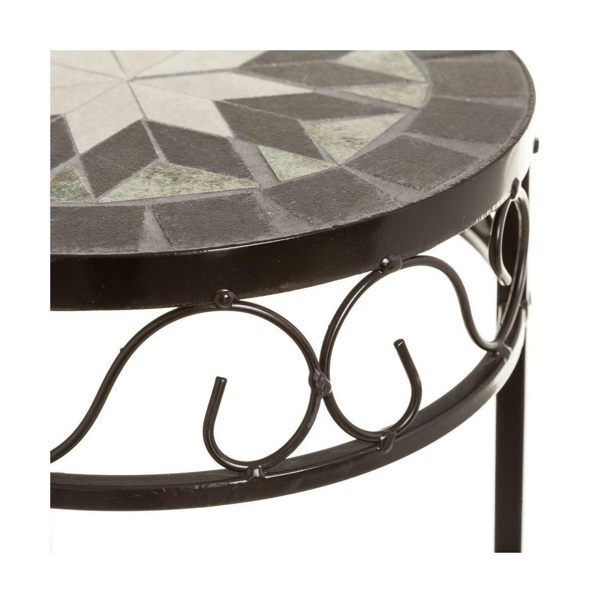 - Supports plantes métal noir et céramique vert 30x30x66cm - Lot de 3