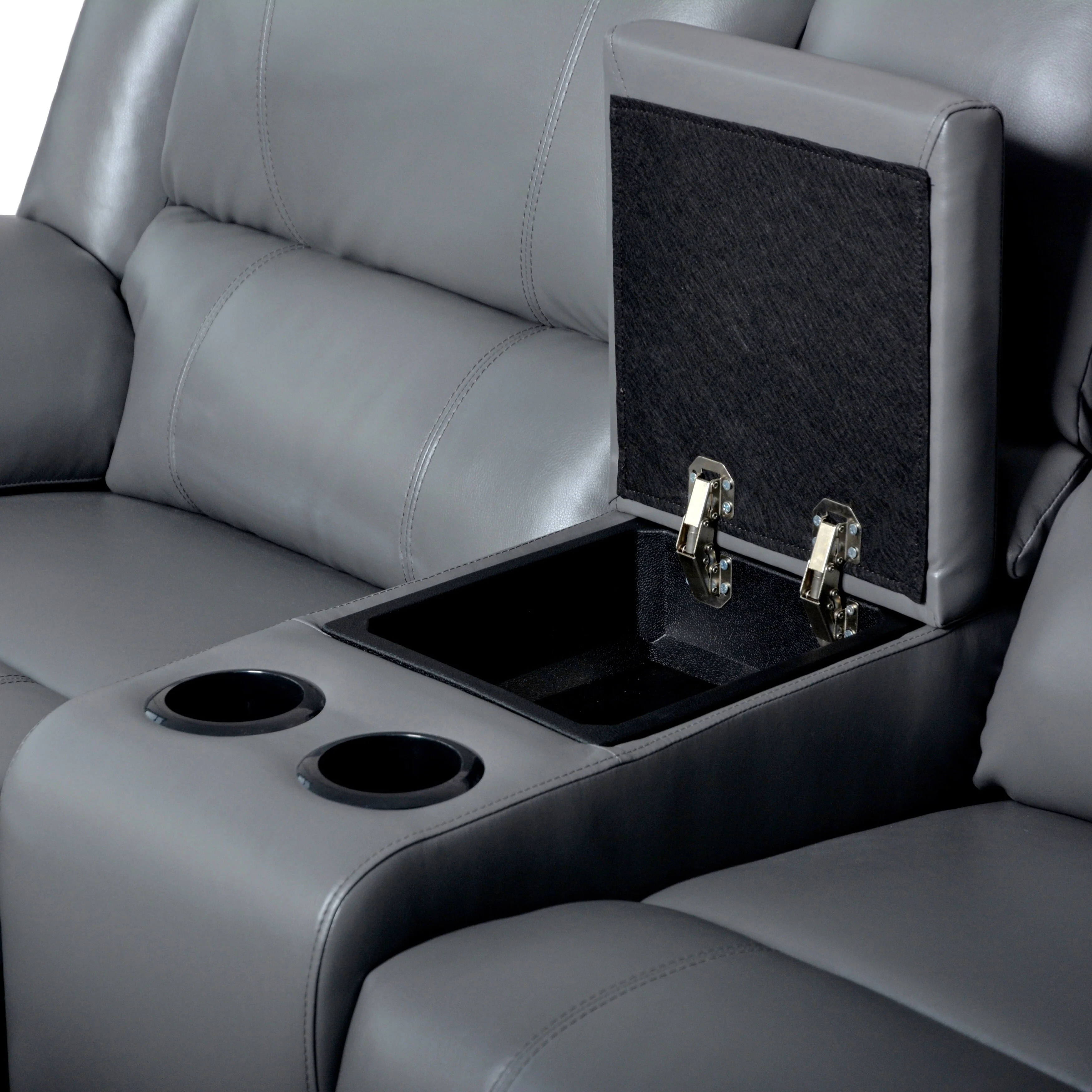 2-Piece Classic Faux Leather Manual Reclining Living Room Sofa Set with Console and Cup Holders