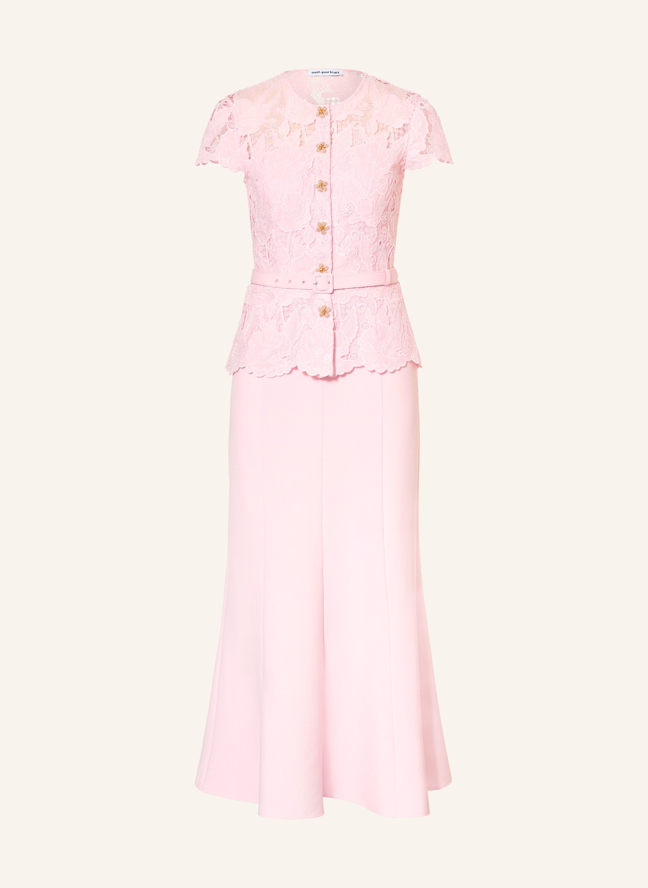 self-portrait Kleid mit Spitze und Schmucksteinen