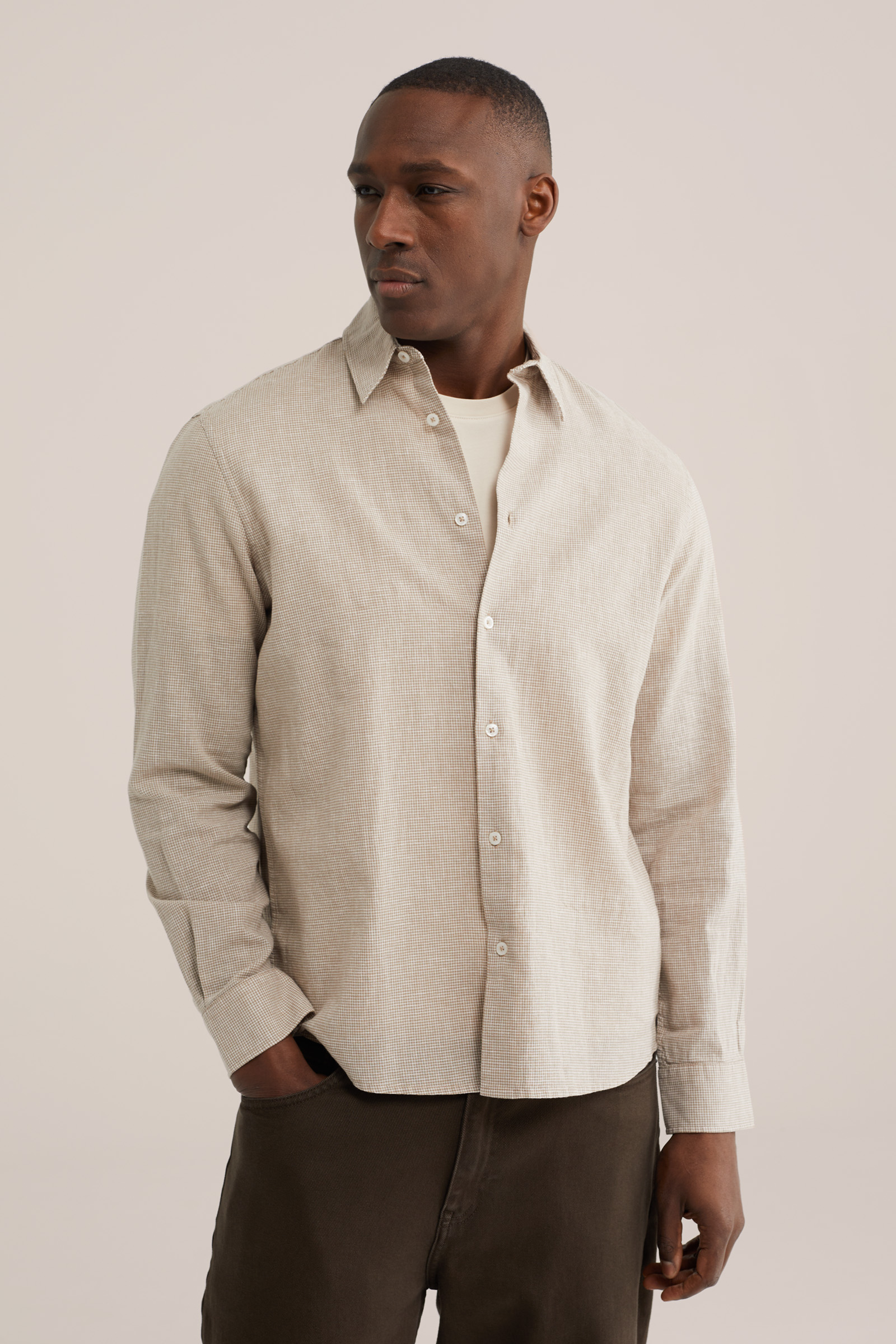 Heren overhemd van linnenmix