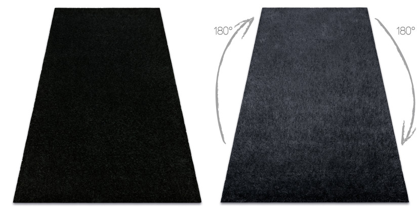 Dywan BUENOS 6649 shaggy jednolity, jednokolorowy czarny 180x270 cm