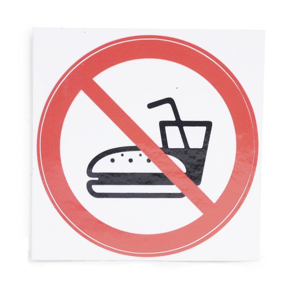 Signalétique adhésive "Interdiction de manger" - 8x8 cm