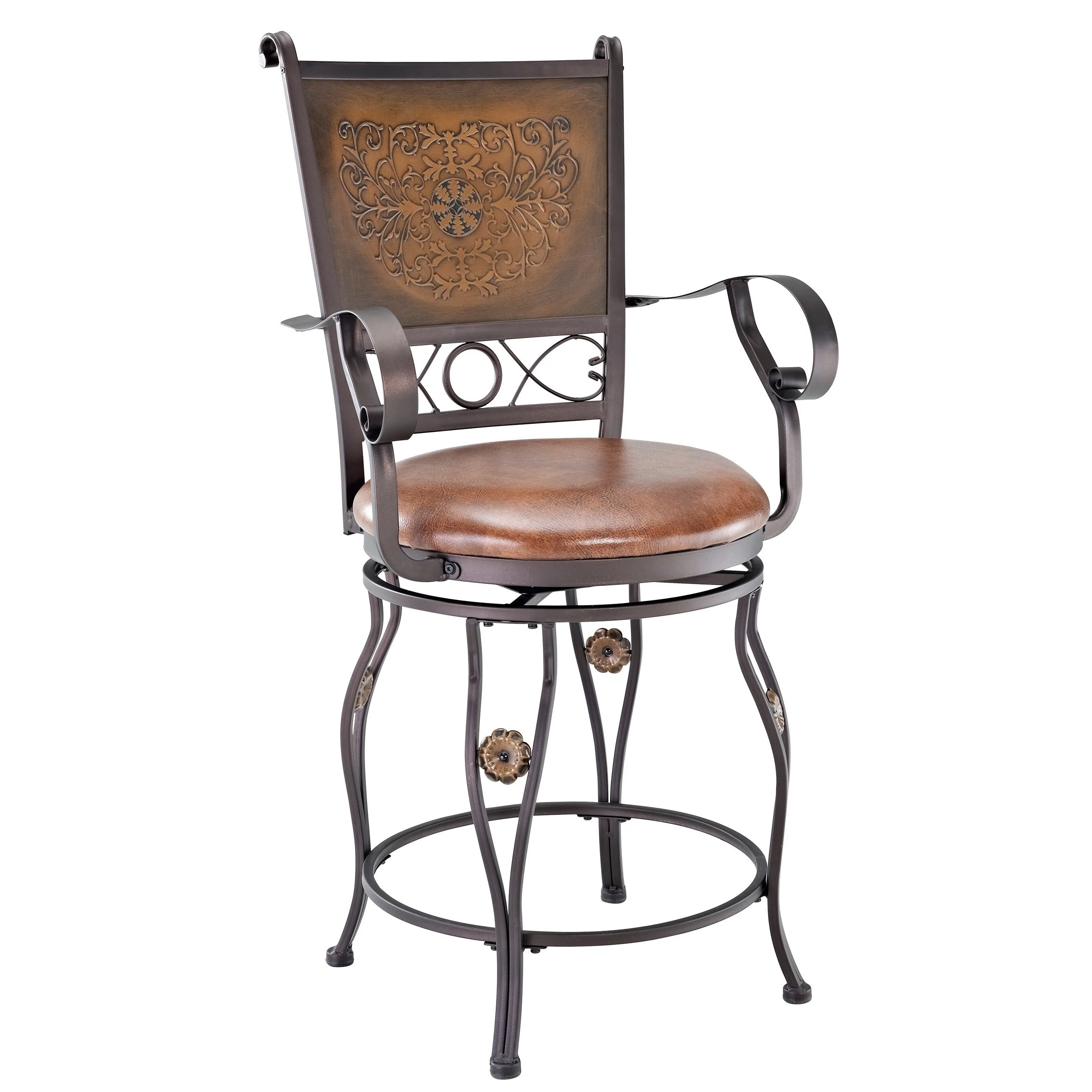 Aberdeen Stamped Back Big and Tall Counter Stool with Arms