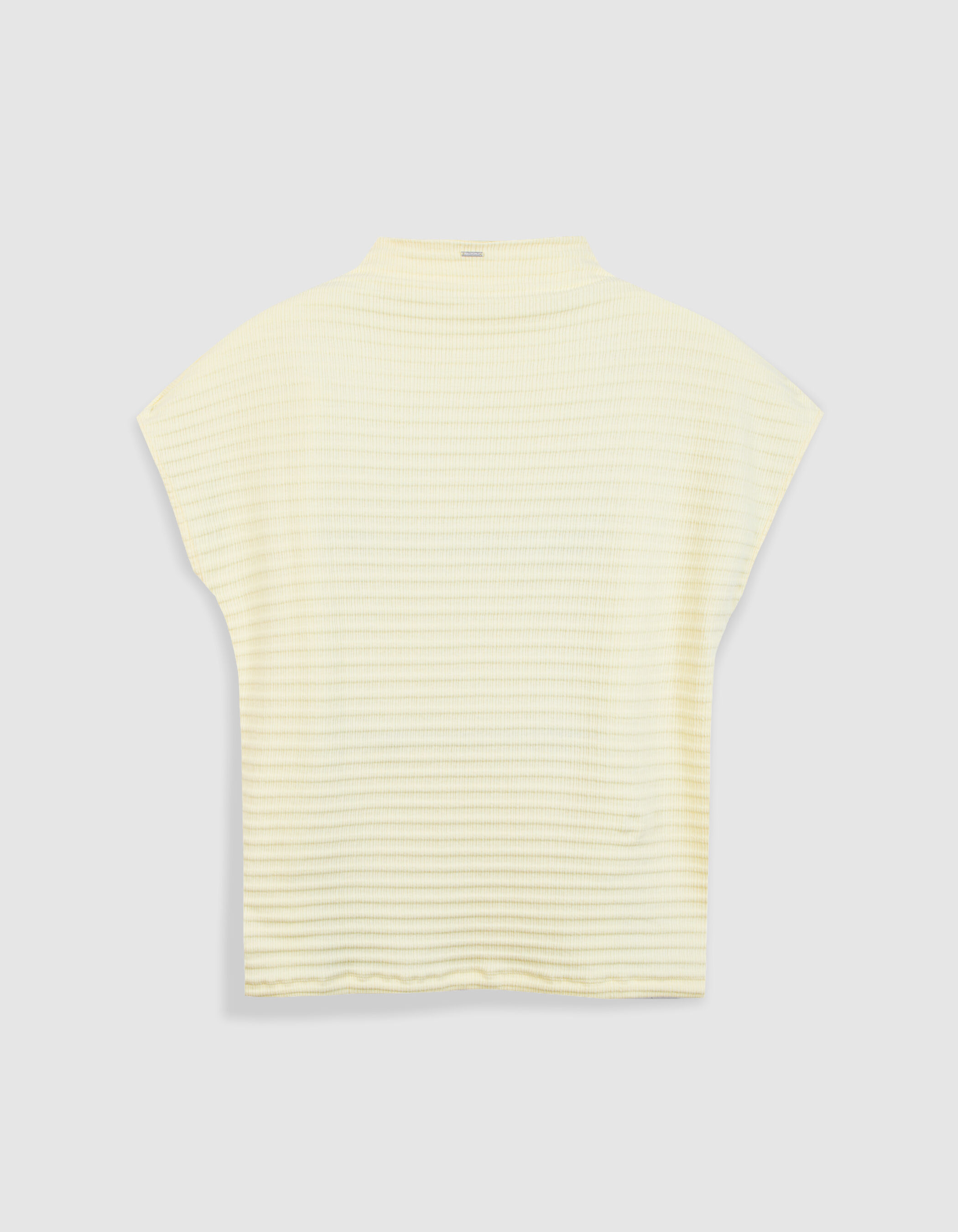 Tee-shirt col montant jaune maille relief Femme