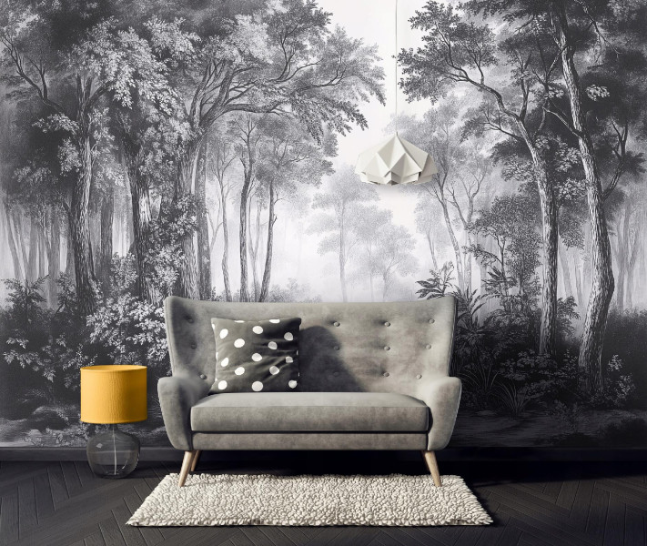 Fototapeta Las 3D Czarno Biały Sypialnia Salon Tapeta Flizelina 250X175
