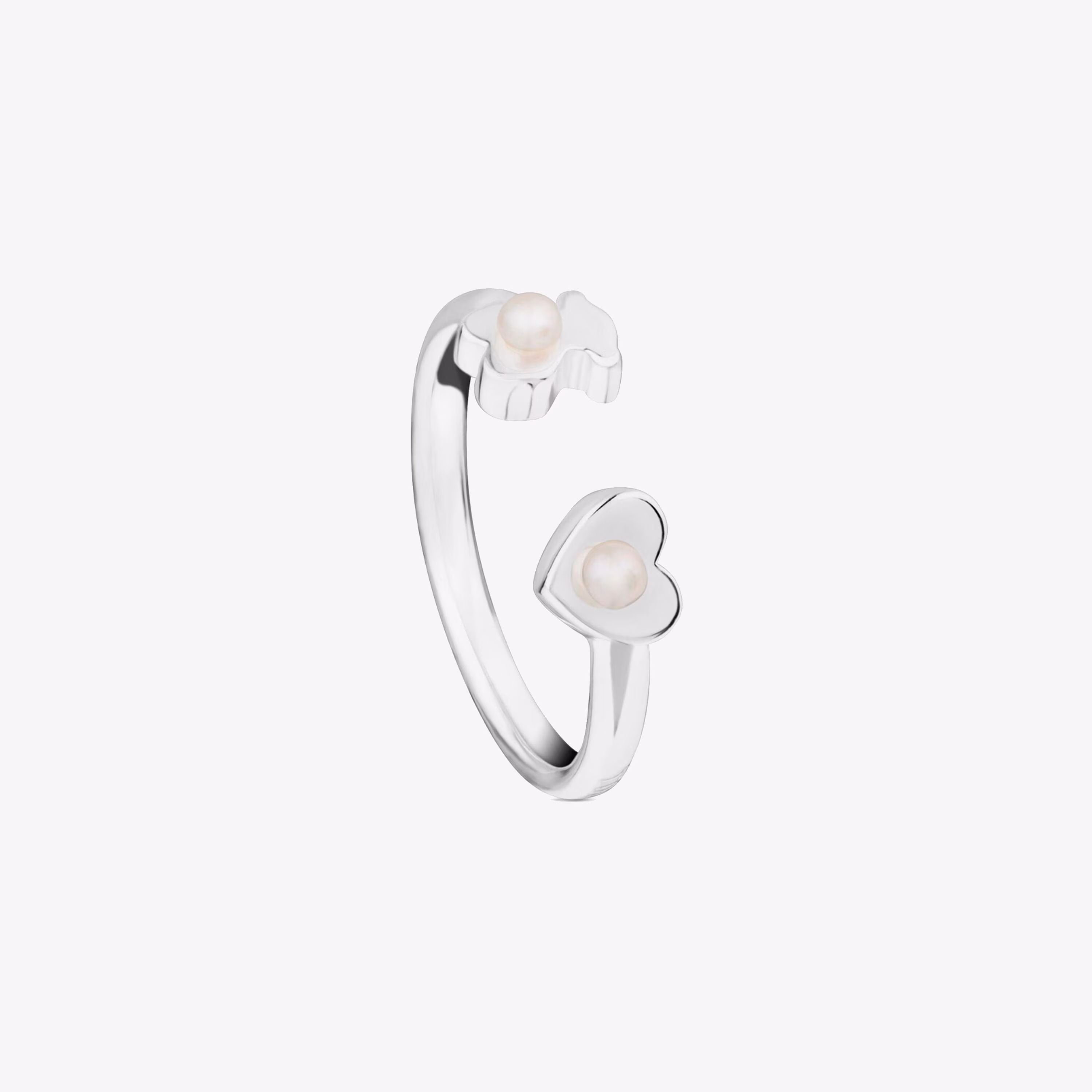 Anillo de plata con perlas cultivadas motivos oso y corazón Super Power