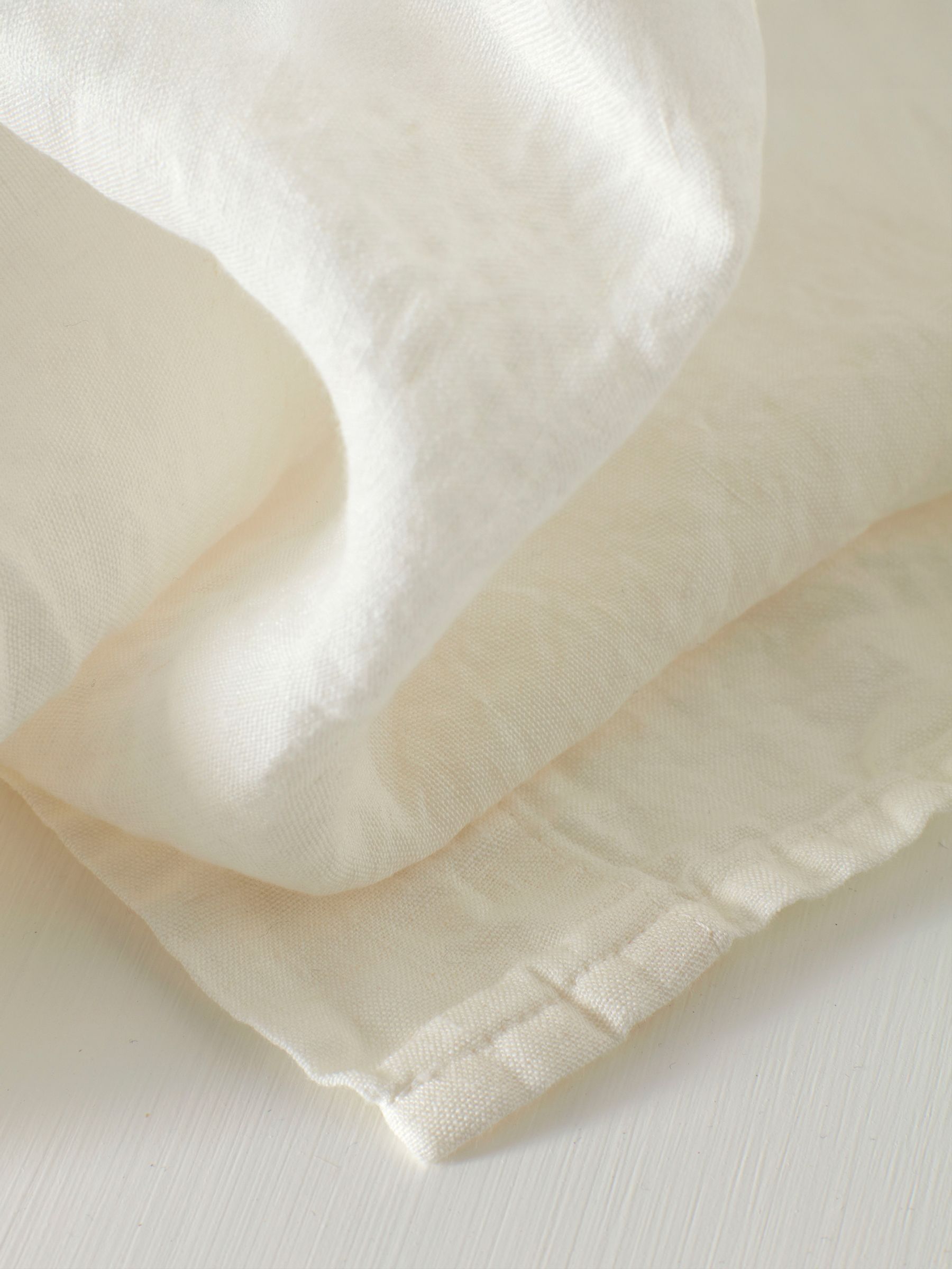 Secret Linen Store Cream 100% Linen Loop Top Slot Header Single Curtain
