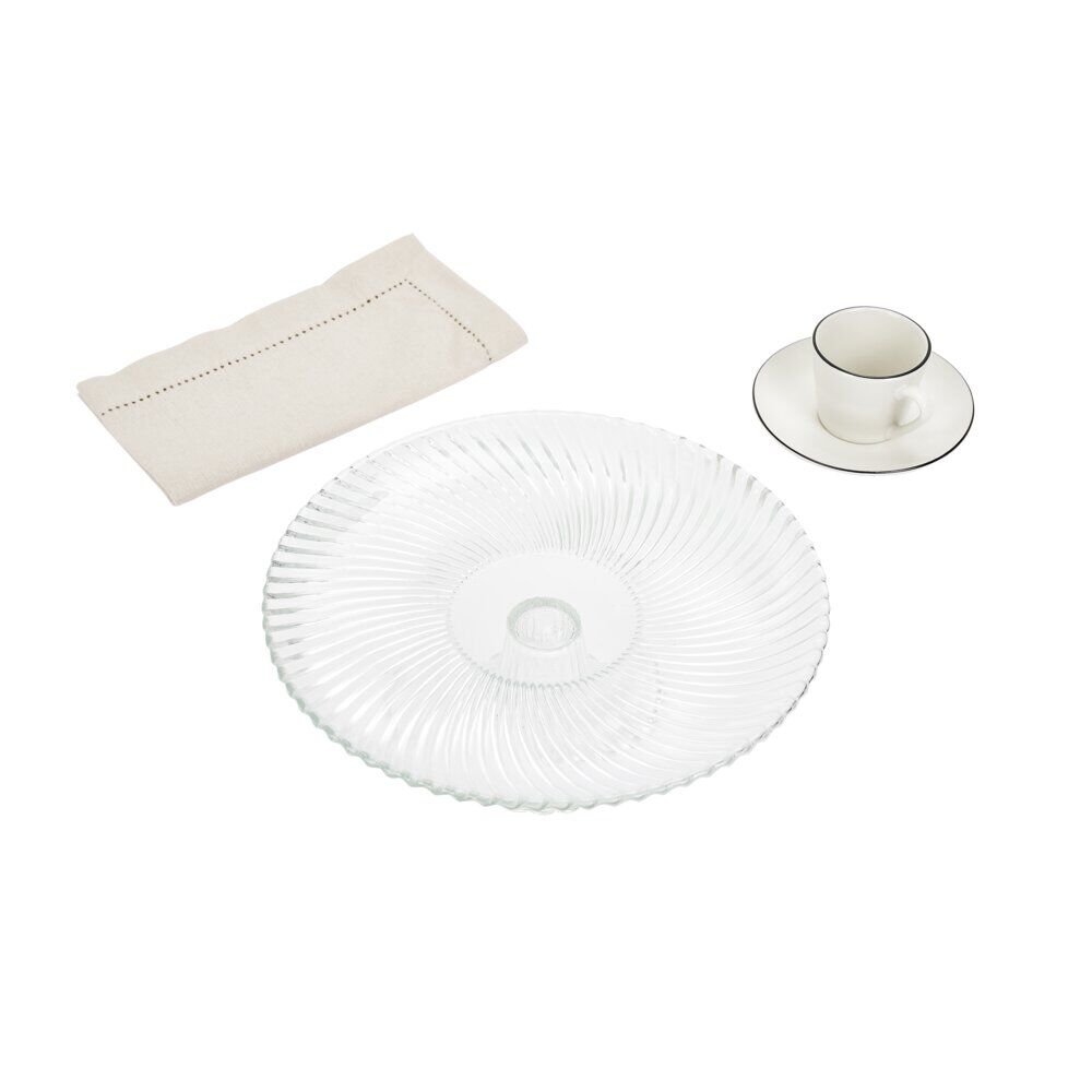 Assiette de présentation sur pied verre transparent Ø25,7xH9cm