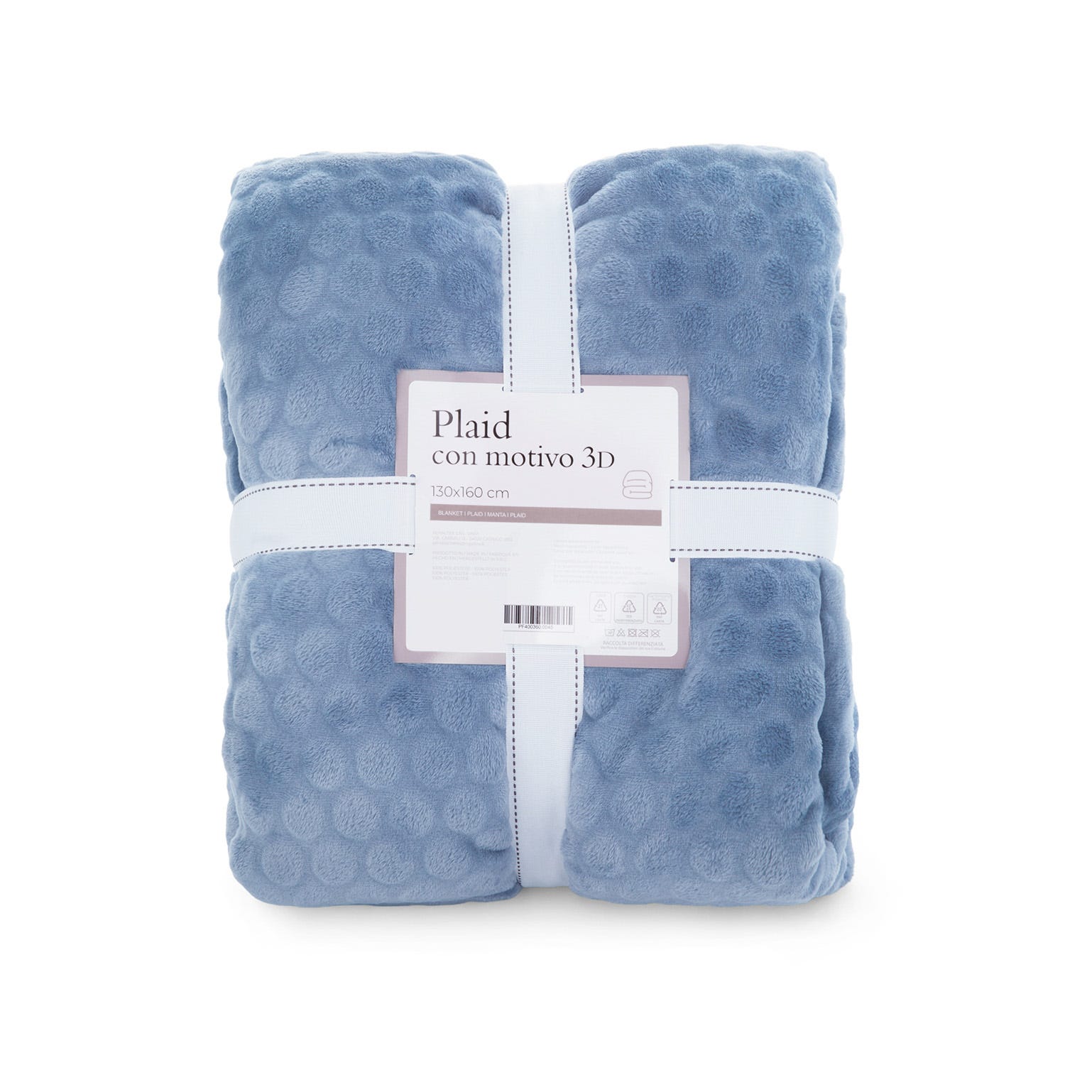 Plaid motivo 3D 160x130 cm Bubbles azzurro