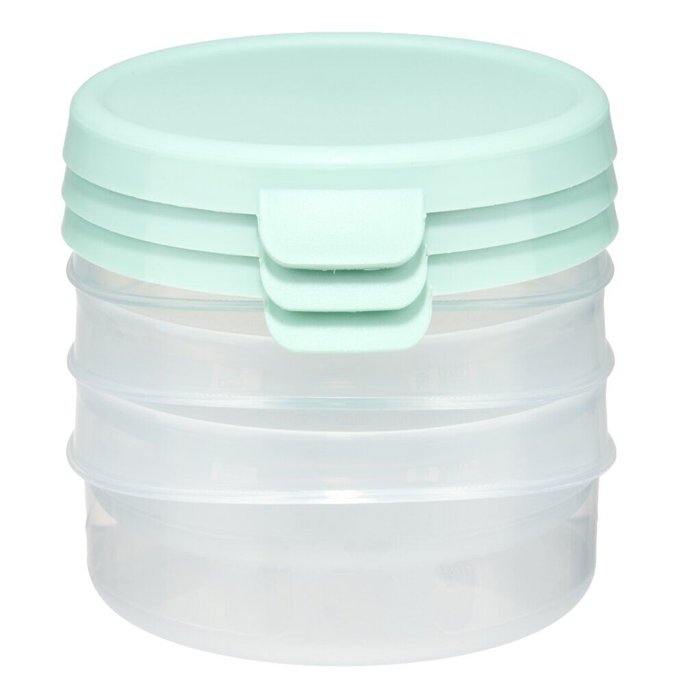 BoÎte alimentaire ronde 25cl x3 plastique avec couvercle Ø10xH4cm (3 modèles)