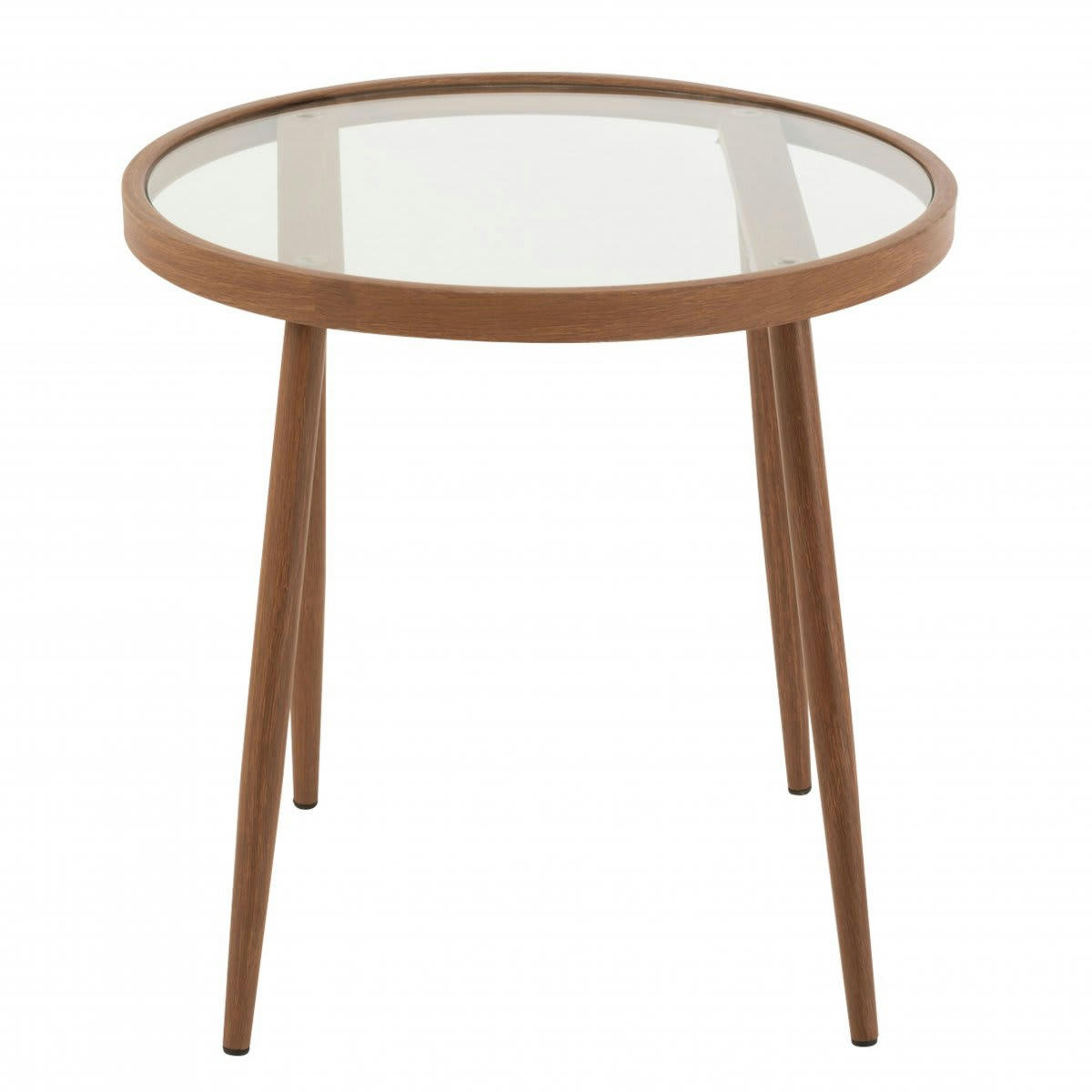 DORANE - Table d'appoint ronde en verre et métal 50cm