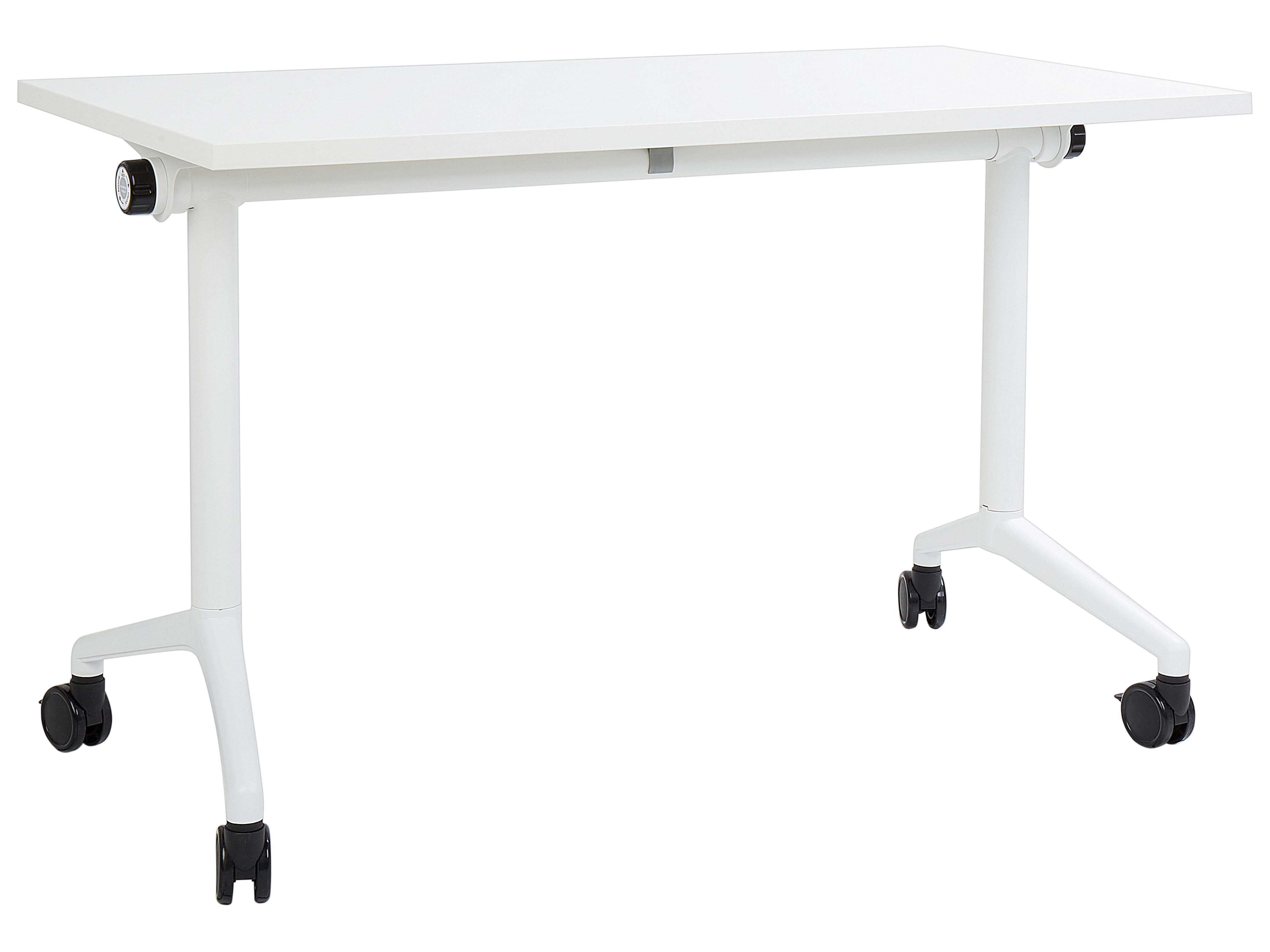 Foldable Office Desk CAVI White 120 cm 60 cm with Wheels