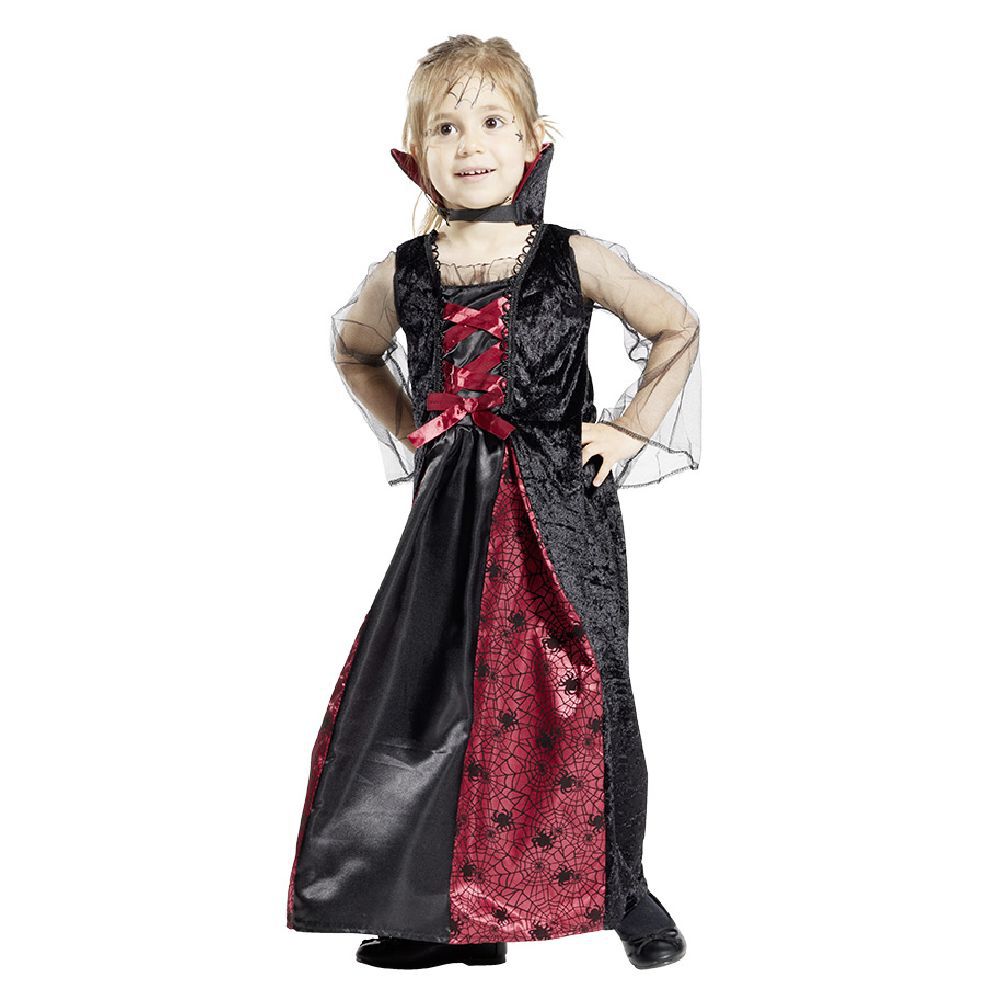 Déguisement enfant Halloween vampire robe noir et rouge 7/10ans