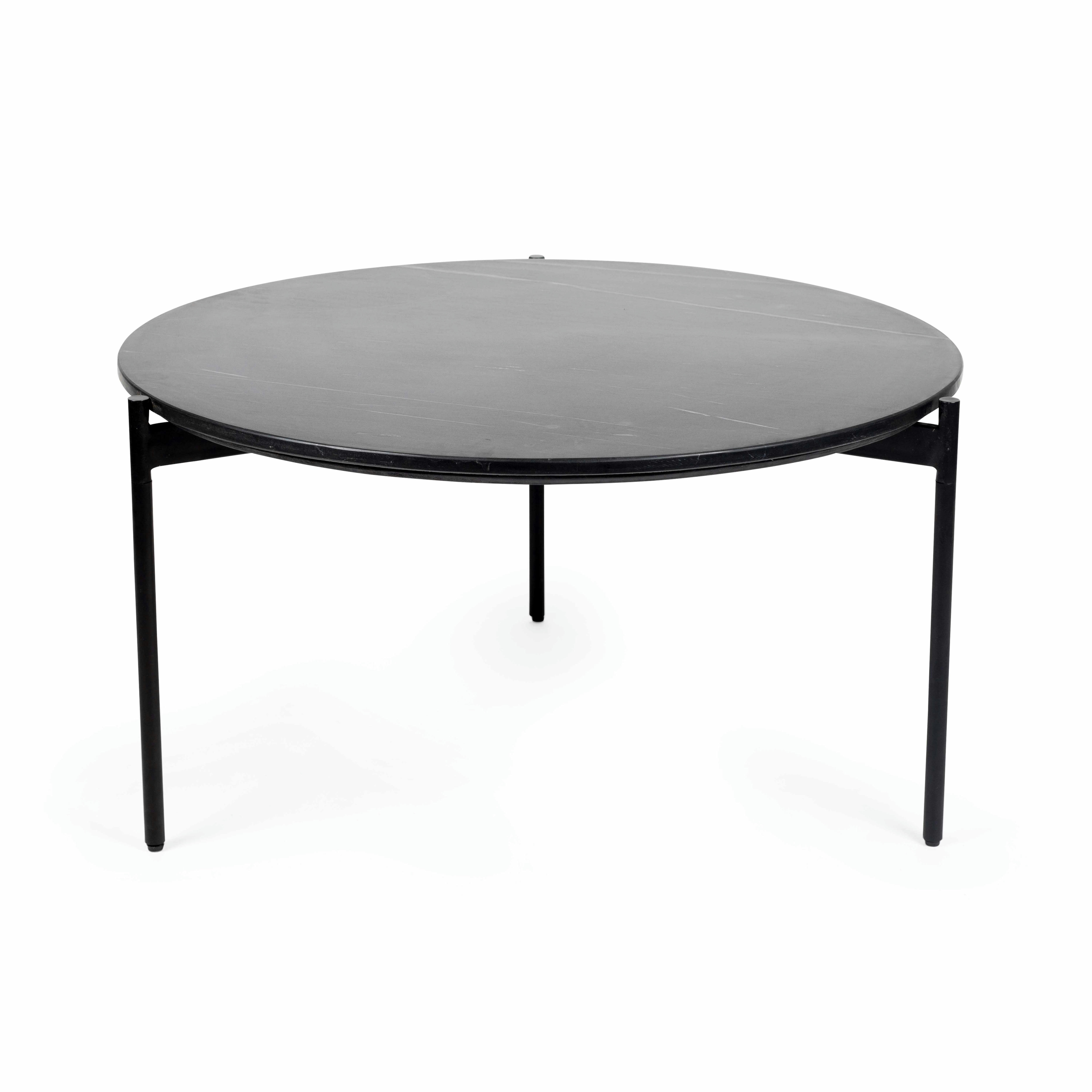 MONA - Table basse ronde en marbre 83 cm noir