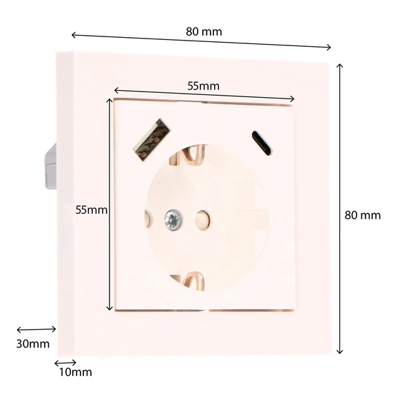 USB-Wandsteckdose, weiß, 240 V, BxHxL: 8 x 8 x 8 cm