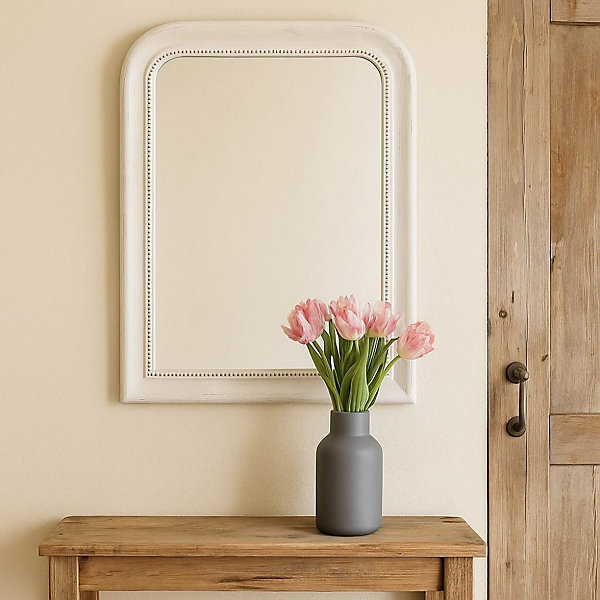 Miroir antique angles arrondis blanc 80x60cm