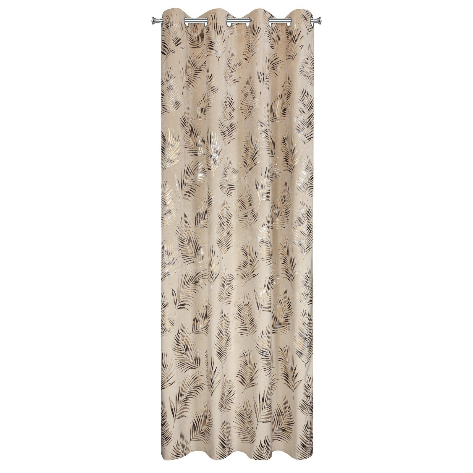 Zasłona GLORIA2 140x250 cm beż welwet liście elegancka na przelotkach